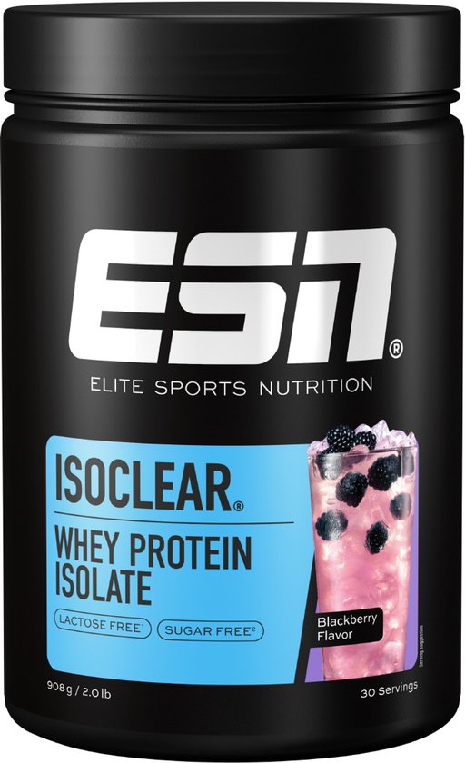 ESN ISOCLEAR Whey Isolate Proteine Poeder, Blackberry, 908 g, 30 Porties Heldere Wei Poeder – Lactosevrij Eiwitshake